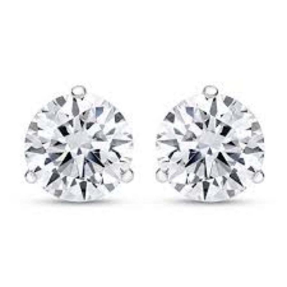 2 ct. Round Brilliant Cut Diamond Martini 3 Prong Stud Earrings